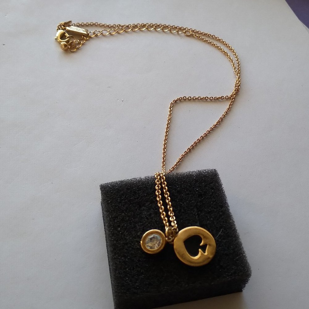Kate spade ace of spade gold tone necklace with gem - Picture 5 of 5